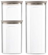 STEFANPLAST Tosca Set of 3 Round Containers, Transparent/Light Grey - Storage Jar