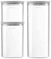 STEFANPLAST Tosca Set of 3 Round Jars, Transparent/Grey - Storage Jar