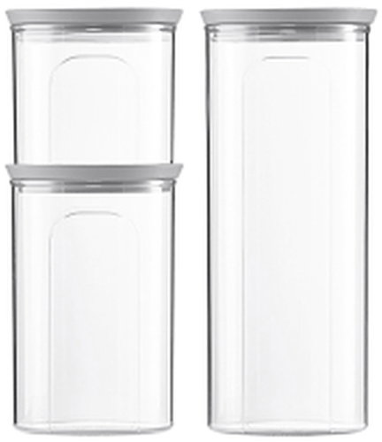 STEFANPLAST Tosca Set of 3 Round Jars, Transparent/Grey - Storage Jar - Main image