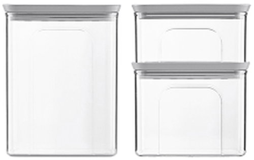 STEFANPLAST Tosca Set of 3 Rectangular Boxes, Transparent/Grey - Storage Jar - Main image