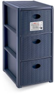 Stefanplast Plastic storage shelf Elegance Slim, 3 drawers, blue - Shelving Unit