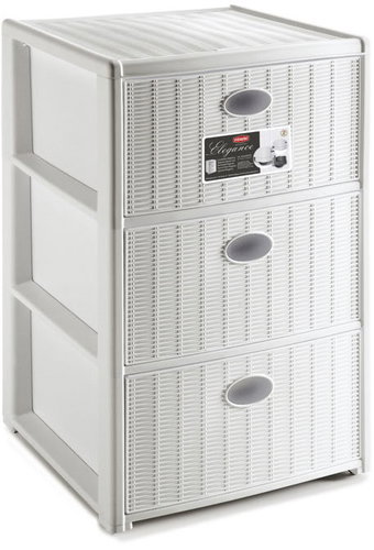 Stefanplast Plastic storage shelf Elegance, 3 drawers, white - Shelving Unit - Main image