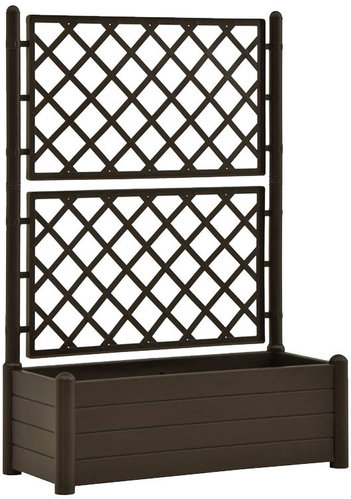 STEFANPLAST Chest, raised bed Italia 100 mocha, with grid - Raised Garden Bed - Main image