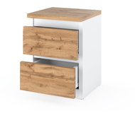 Stiv Bedside Table White/Wotan Oak 30 cm, 2 Drawers - Night Stand