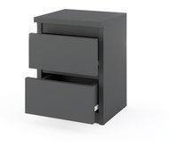 Stiv Bedside Table Grey 30cm, 2 Drawers - Night Stand