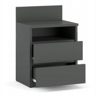 Stiv Bedside Table Grey 40 cm, 2 Drawers - Night Stand