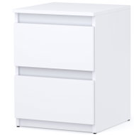 Stiv Bedside Table White 40cm, 2 Drawers - Night Stand