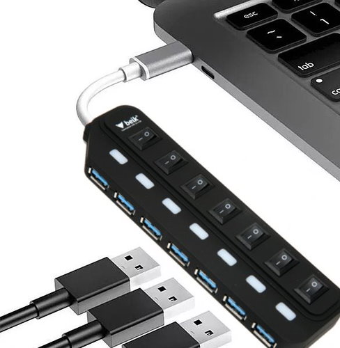 Beik HYD-9008H seven-port USB 3.0 hub with switchable ports - USB Hub - Main image