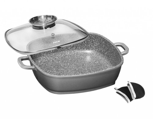 Stoneline Baking Pan with Marble Surface Square with Lid 24cm - Roasting Pan - Main image