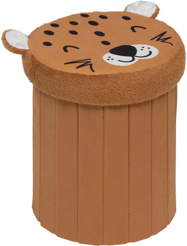 Atmosphera for kids Folding stool with storage SMILE, diameter 30 cm, brown - Box - Main image