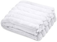 STOF Fluffy blanket Polary with thick stripes, 130 × 160 cm, white - Blanket
