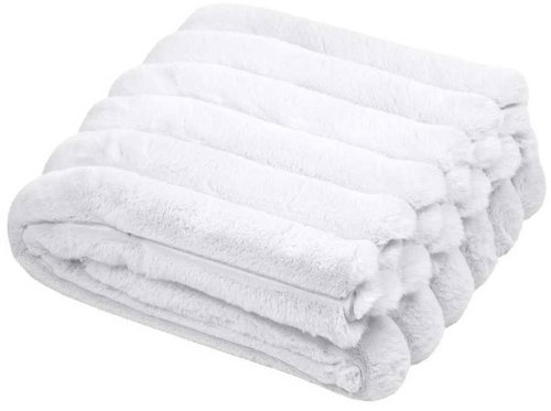 STOF Fluffy blanket Polary with thick stripes, 130 × 160 cm, white - Blanket - Main image