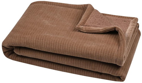 STOF Plush blanket with lamb Clayton, 130 × 160 cm, brown - Blanket - Main image