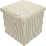 Storagesolutions Corduroy stool with storage TOBO, 38 × 38 × 38 cm, beige - Ottoman