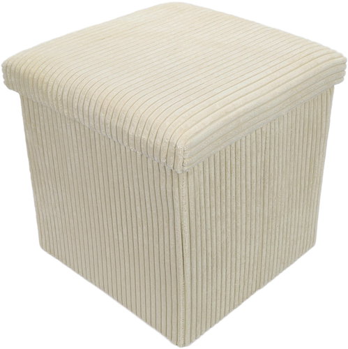 Storagesolutions Corduroy stool with storage TOBO, 38 × 38 × 38 cm, beige - Ottoman - Main image