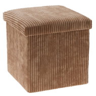 Storagesolutions Corduroy stool with storage TOBO, 38 × 38 × 38 cm, brown - Ottoman