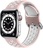 Strapido dvoubarevný perforovaný s přezkou pro Apple Watch 42/44/45 mm, Růžovo-bílý - Watch Strap