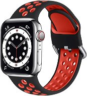 Strapido dvojfarebný perforovaný s prackou pre Apple Watch 42/44/45 mm, Čierno-červený - Remienok na hodinky