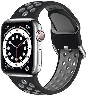 Strapido dvojfarebný perforovaný s prackou na Apple Watch 42/44/45 mm, Čierno-sivý - Remienok na hodinky