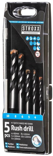 STROXX sada univerzálních vrtáků 1/4", 5 ks O 4, 5, 6, 8, 10 mm - Drill Set - Main image