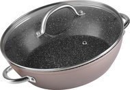 MagicHome Coffee Brown Line pot, shallow, 26 cm, 2.8 liters, with lid, oven-proof baking dish - Pot