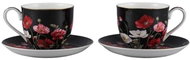 Home Elements Set of two cups and saucers Poppies black - Cup