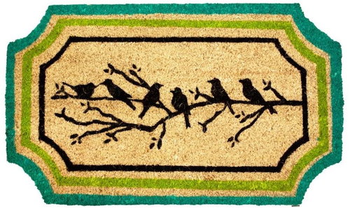 Home Elements Rohožka gumová kokosová Ptáčci na Větvi s Lemem - béžový 45 × 75 cm - Doormat - Main image