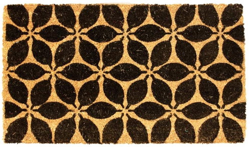 Home Elements Rohožka gumová kokosová Černé Květiny na Hnědé 43 × 73 cm - Doormat - Main image