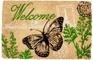 Home Elements Rohožka gumová kokosová Welcome motýlek - béžová 40 × 60 cm - Rohožka