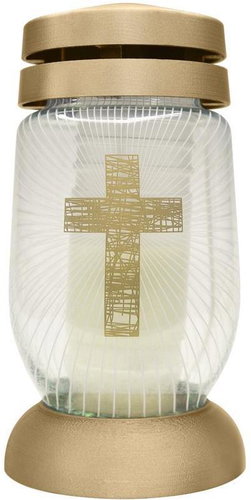 Bolsius candlestick 3D S 04 Cross, 21 cm, for grave, with 36 h refill - Candle - Main image