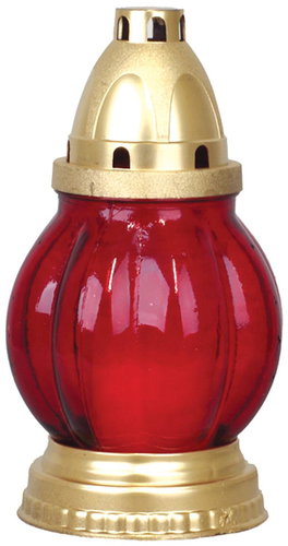 Strend Pro grave marker, red glass, gold, 18 h - Candle - Main image