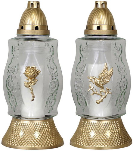 Strend Pro caddy, dove/rose mix design, gold colour, 40 h - Candle - Main image