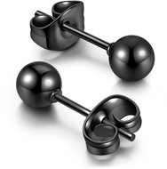 STYLE4 Puzetové náušnice 5 mm - kulička, pecka, černá ocel - Náušnice