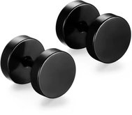 STYLE4 Black steel ear piercing, fake plug 1 piece - Earrings