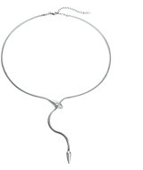 Style4 Snake chain Snake with cubic zirconia, silver steel - Necklace
