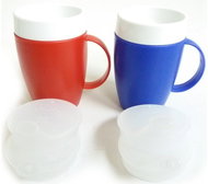 Sundo Easy-grip Thermal Mug with Two Lids for Drinking or Eating, Red - Thermal Mug