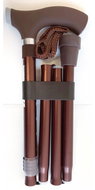 Sundo Folding Support Stick with Silicone Handle, Height 85-95cm, Brown - Walking stick