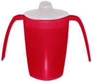 Sundo Mug with Two Handles, Lid for Drinking and Liquid Meals, 220ml, Red - Mug