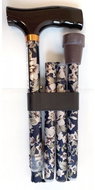 Sundo Folding Support Stick, Height 85-95cm, Floral Blue - Walking stick