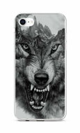 TopQ Cover iPhone SE 2020 silicone Black and white wolf 58718 - Phone Cover