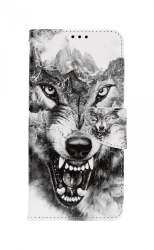 TopQ Case Samsung A12 book Black and white wolf 60118 - Phone Case - Main image