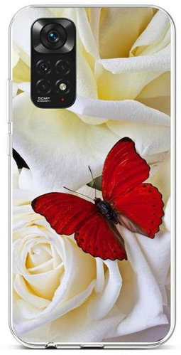 TopQ Cover Xiaomi Redmi Note 11 silicone Red butterfly 71784 - Phone Cover - Main image