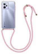TopQ Kryt Realme C31 silikón s ružovou šnúrkou priehľadný 74267 - Kryt na mobil