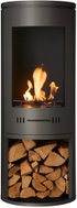 Sureflame Barilo Bioethanol Stove with Wood Storage, Matt Black - Bioethanol Fireplace