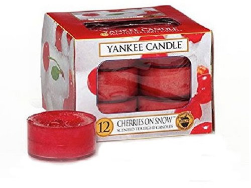 YANKEE CANDLE Tea Candles 12 x 9.8g Cherries On Snow - Candle - Main image