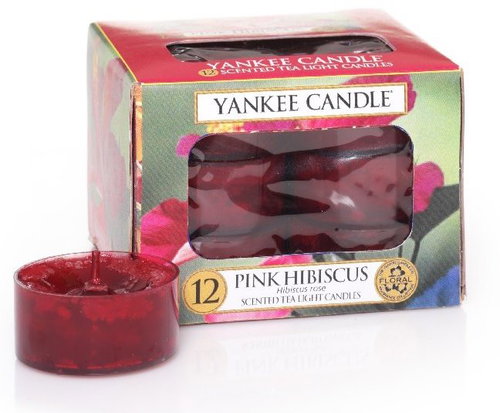 YANKEE CANDLE Tea Candles 12 x 9.8g Pink Hibiscus - Candle - Main image