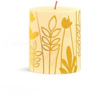 BOLSIUS rustikálny valec slunečno žltá a kvety 80 × 68 mm - Sviečka