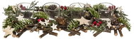 ATMOSPHERA Christmas Decoration Yule Log with 4 Red Wooden Tea Light Holders - Christmas Candlestick
