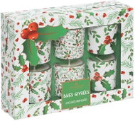 ATMOSPHERA Set of 6 Scented Candles 40g in a Glass Jar with Holly Print - Candle Set