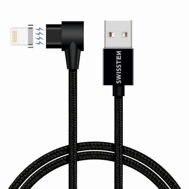 Swissten Arcade magnetisches Textil-Datenkabel USB / Lightning 1.2m schwarz - Datenkabel